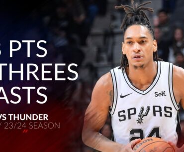 Devin Vassell 28 pts 3 threes 9 asts vs Thunder 23/24 season