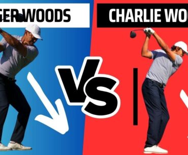 Charlie Woods Vs Tiger Woods Swing Analysis PNC Championship Slow Motion