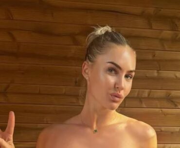 Bra-less Charley Hull helps golfer as she takes her to practice
