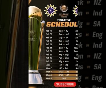 PAKISTAN ICC CHAMPIONS TROPHY 2025 SCHEDULE REVEALED!