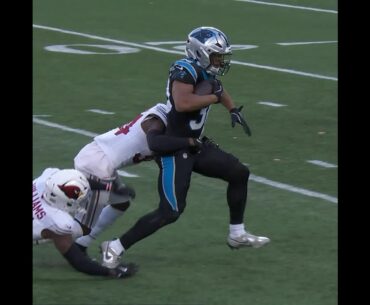 Chuba Hubbard rushes for a 28-yard Gain vs. Arizona Cardinals