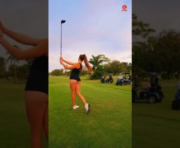 Beautiful golf girl swing shot #golfshorts