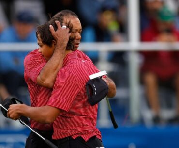 Tiger Woods' ecstatic celebration, hugs son Charlie after teen's hole-in-one stuns golf world