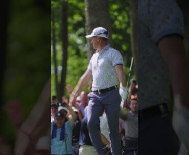 Hometown hero Justin Thomas fires up the crowd with this AMAZING shot at Valhalla 🙌