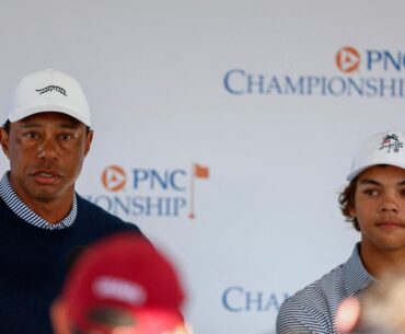 Tiger Woods and son Charlie share halfway lead after first round of PNC Championship parent-child golf event