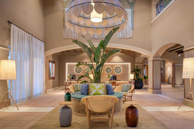 Miguel Merino/Courtesy of Hacienda Son Antem Golf Resort, Autograph Collection Interior of the Hacienda Son Antem lobby