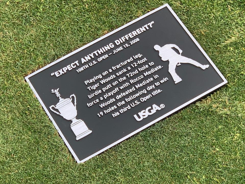 A plaque at Torrey Pines commemorates Tiger Woods' 2008 U.S. Open victory. Photo by David Dusek/Golfweek