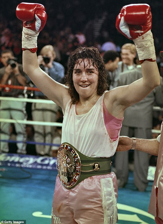Martin is pictured in 1996 during her boxing days at the MGM Grand Garden Arena in Paradise, Nevada