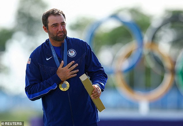 Scheffler blubbed as he took home Gold for Team USA at the Paris Olympics this summer