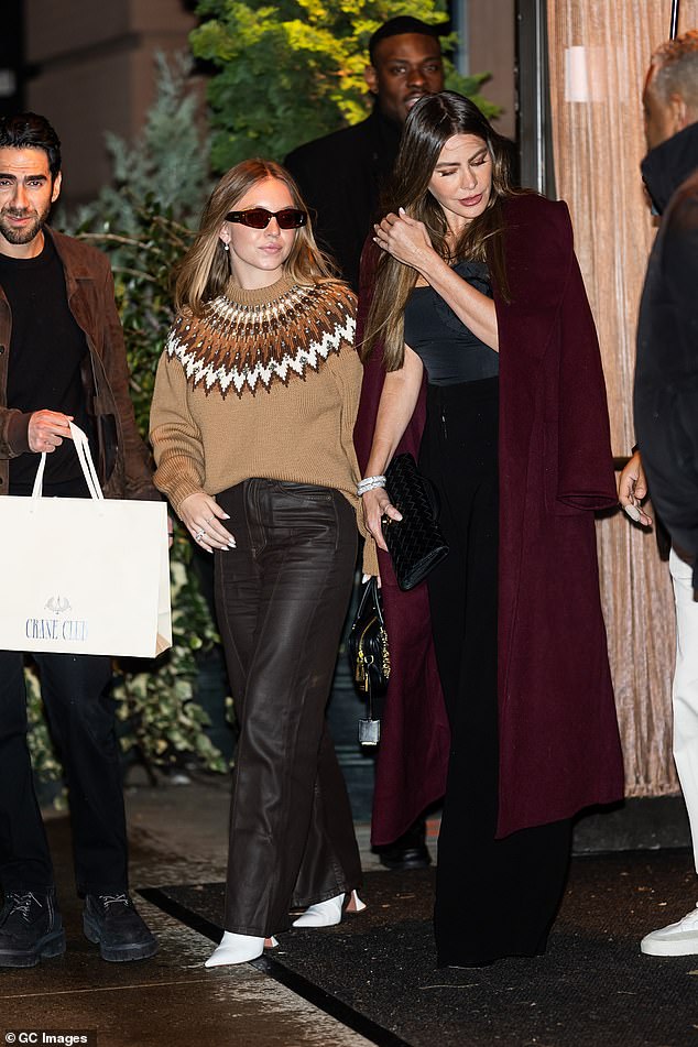 The Euphoria actress looked cozy for fall in a brown sweater paired with brown leather pants
