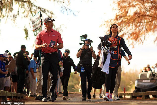 Woods had his daughter, Sam, as caddie on Sunday for the tournament in Florida