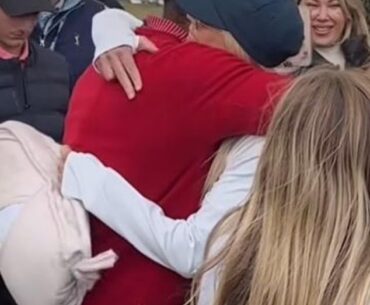 Tiger Woods hugged his ex-wife Elin Nordegren after competing with their son Charlie, 15