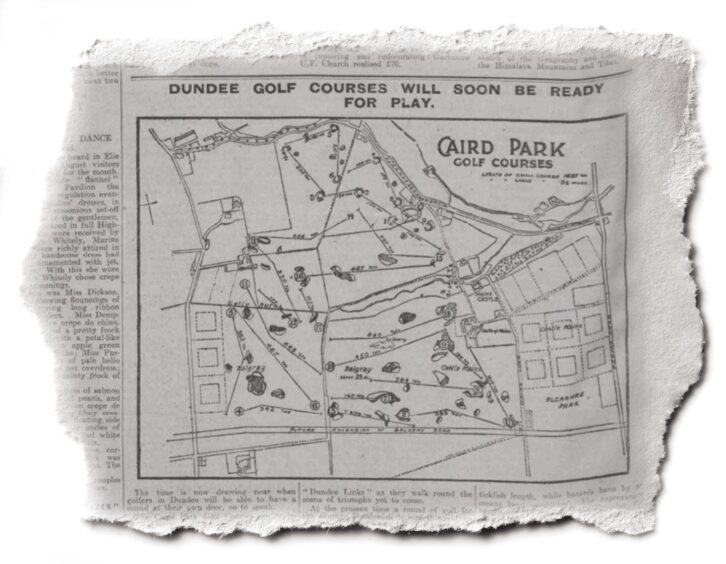 The Courier story showing the Caird Park golf course map published in 1923 