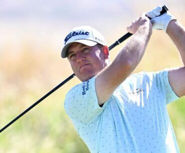 Tom Hoge plays a tee shot during the final round of the World Wide Technology Championship 2024