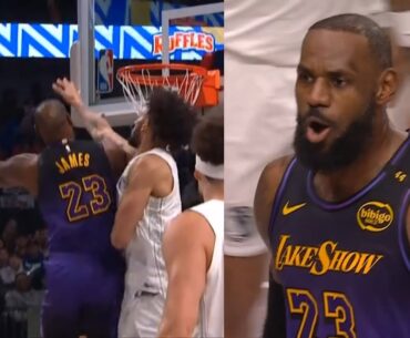 LeBron James switches hands mid-air for INSANE poster dunk on Dereck Lively II 😳