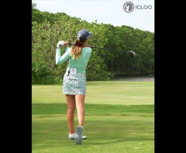 Finish is just putting your club on your shoulders lightly.  She is Morgane Metraux