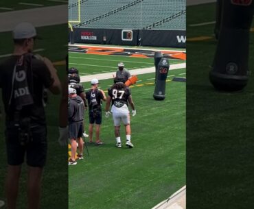 Trey Hendrickson, BJ Hill, Sheldon Rankins work with DL coach Marion Hobby Thursday practice ￼
