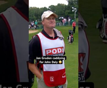 Jon Gruden caddying for John Daly in a TOUR event 👀