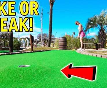 Mom Gets a CRAZY Hole In One On The Raptor Course At Dinosaur Adventure!