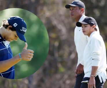 Moment Tiger Woods is savagely mocked by son Charlie, 15, after huge blunder