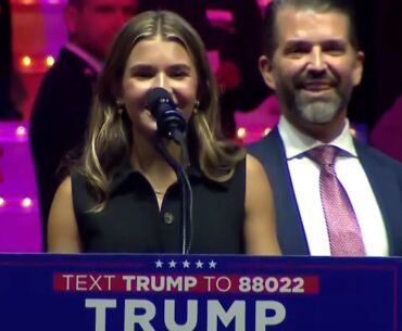JUST IN: Trump's Granddaughter Joins Family Onstage At Victory Rally: 'God Bless America!'