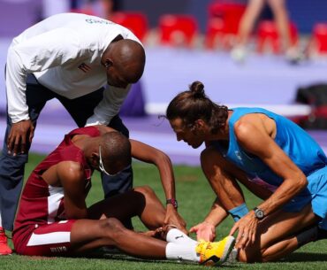 JO PARIS 2024 - L'image du jour : Mutaz Barshim, blessé et aidé par Gianmarco Tamberi
