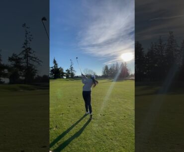 GIR 7 iron approach shot on a par 5 #golfgirl #golfswing #golfing