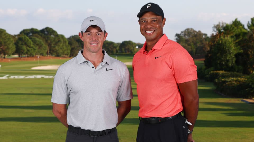 McIlroy (left) and Woods (right) are two of the main creators of TGL. - Mike Ehrmann/Getty Images
