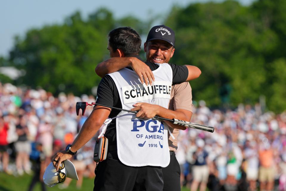 Xander Schauffele celebrates after winning the 2024 PGA Championship at Valhalla Golf Club. (Photo: Clare Grant-USA TODAY Sports)