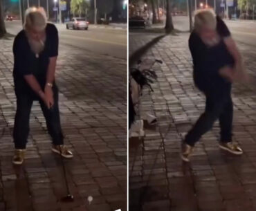 Golf legend John Daly, 58, crunches drive across street with cigarette in mouth during wild New Year's Eve celebrations