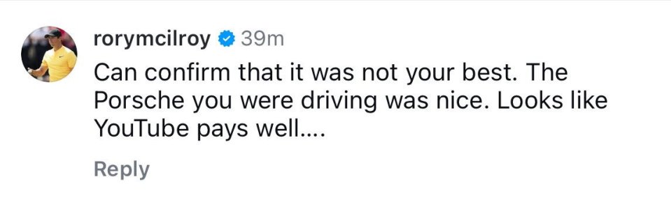 McIlroy joked about the car Berger was driving when they met at the gas station