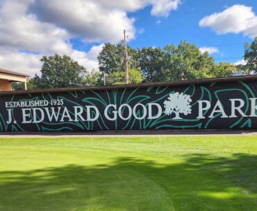 The cart barn mural at Good Park Golf Course, Akron