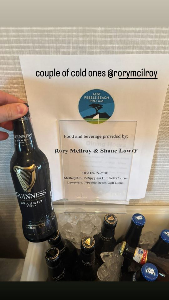 The duo got the beers in for the awaiting media at Pebble Beach