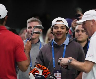 Tiger Woods’ son Charlie chuckles while watching his dad suffer heavy defeat in TGL debut - CTV News