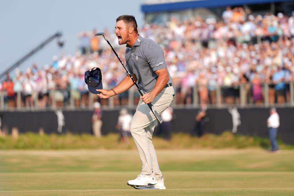 Bryson DeChambeau celebrates after winning the 2024 U.S. Open at Pinehurst.