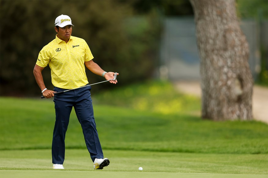 Hideki Matsuyama putts with a Titleist Scotty Cameron Prototype Putter