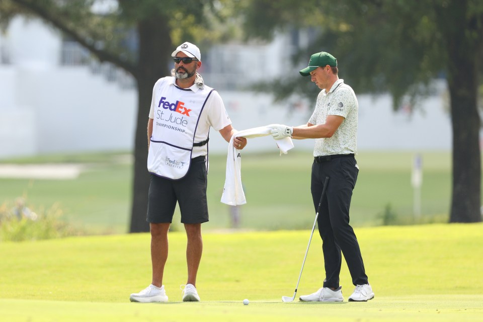 Spieth's caddie was not happy with the risk-taking...