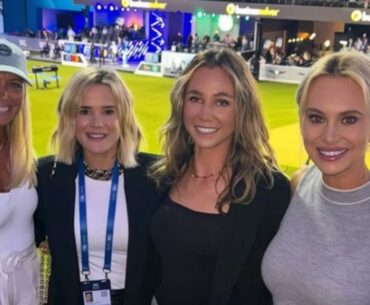 Shane Lowry's wife beams beside fellow WAGs at launch of golf's new frontier led by Rory McIlroy & Tiger Woods