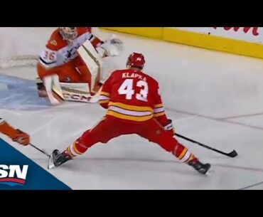 Flames' Adam Klapka Breaks Out The Backhand For A Slick Solo Goal