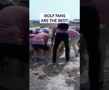 Golf fans move MASSIVE ROCK 💪