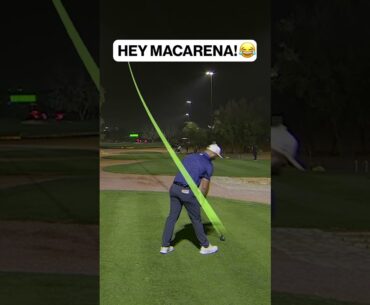 Jon Rahm getting serenaded by the MACARENA as he tees off 😂 #liv #golf #golfswing #golfer