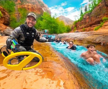 Searching for Treasure at FAMOUS SLIDE ROCK!! (mystery fish)