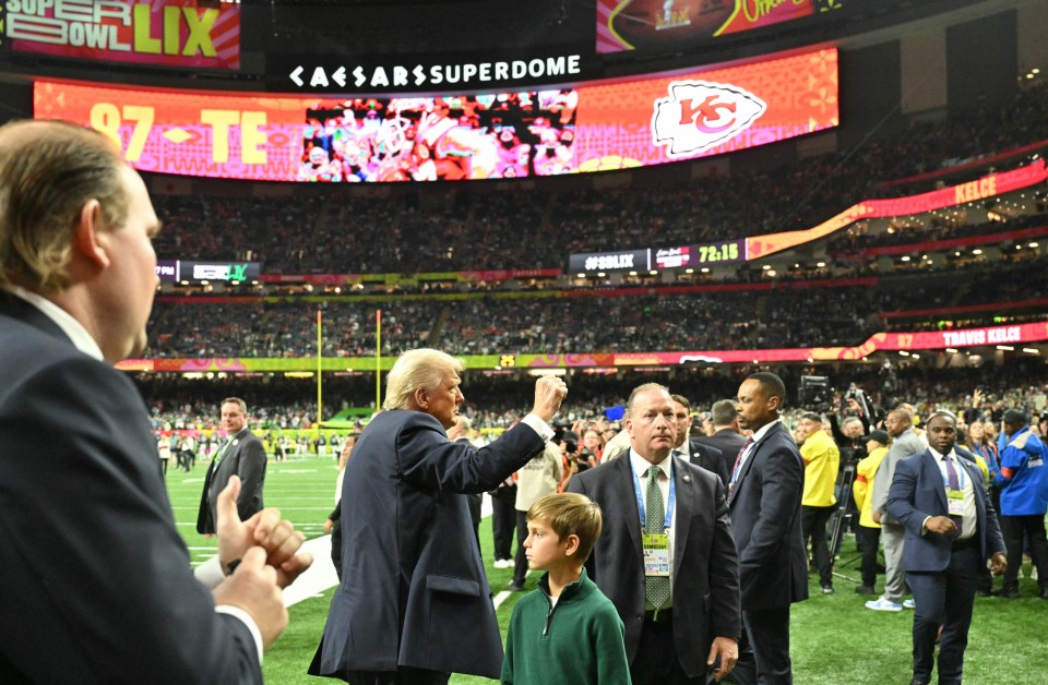 The US President headed off to watch the Super Bowl in New Orleans afterwards