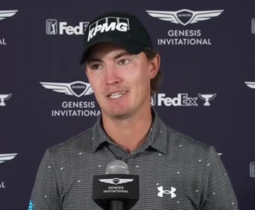 Maverick McNealy bad luck on 17th hits a post last round Genesis Invitational
