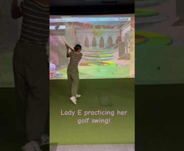 Lady E on the Golf Simulator