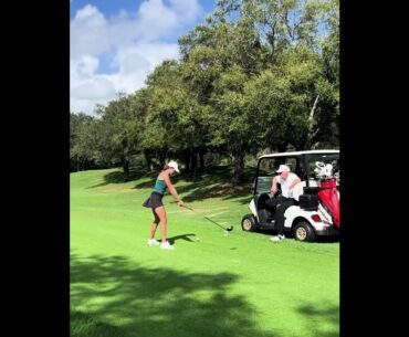 Kai Trump playing golf with Donald Trump #golf #donaldtrump #maga #pga #kamalaharris #tigerwoods