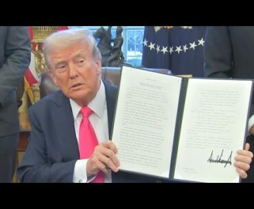President Trump signs executive orders and announces "gold cards" (Feb. 25, 2025)