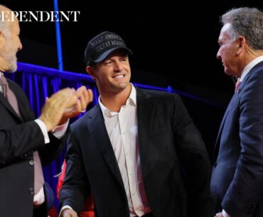 Golf star Bryson DeChambeau brought onstage as Trump claims victory