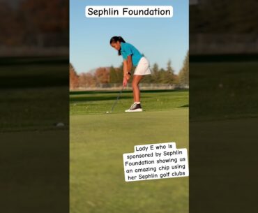 Lady E using her Sephlin golf clubs to show us her amazing chip