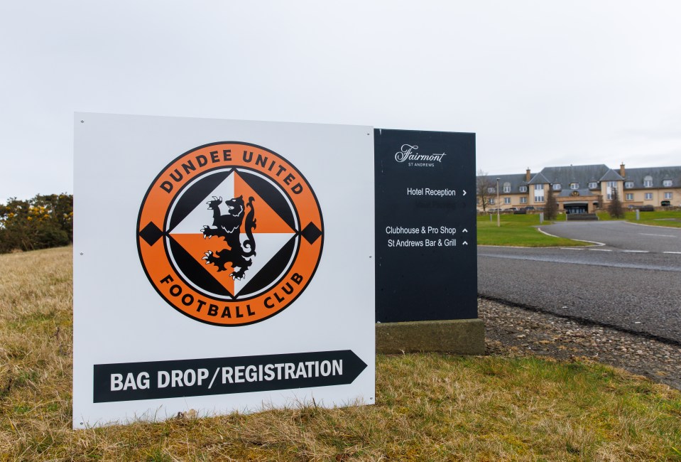Dundee United Football Club bag drop/registration sign at Fairmont St Andrews.
